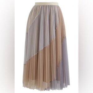 Beautiful Multicolor Double Layered Pleated Tulle Midi Skirt Size S/M